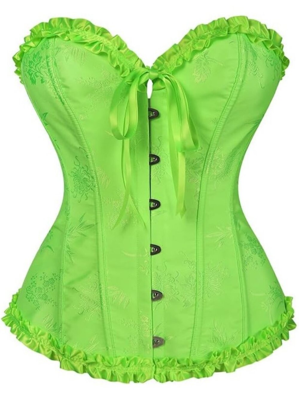 Womens Fluorescent Green Sweetheart Neck Renaissance Bustier Corset Lingerie Top
